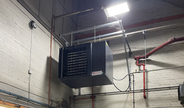 Powrmatic LX70F 70kW gas fired suspended heater.